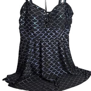 Torrid Scoop Neck Long Swim Dress Mermaid Size 2 Metallic Shimmer.